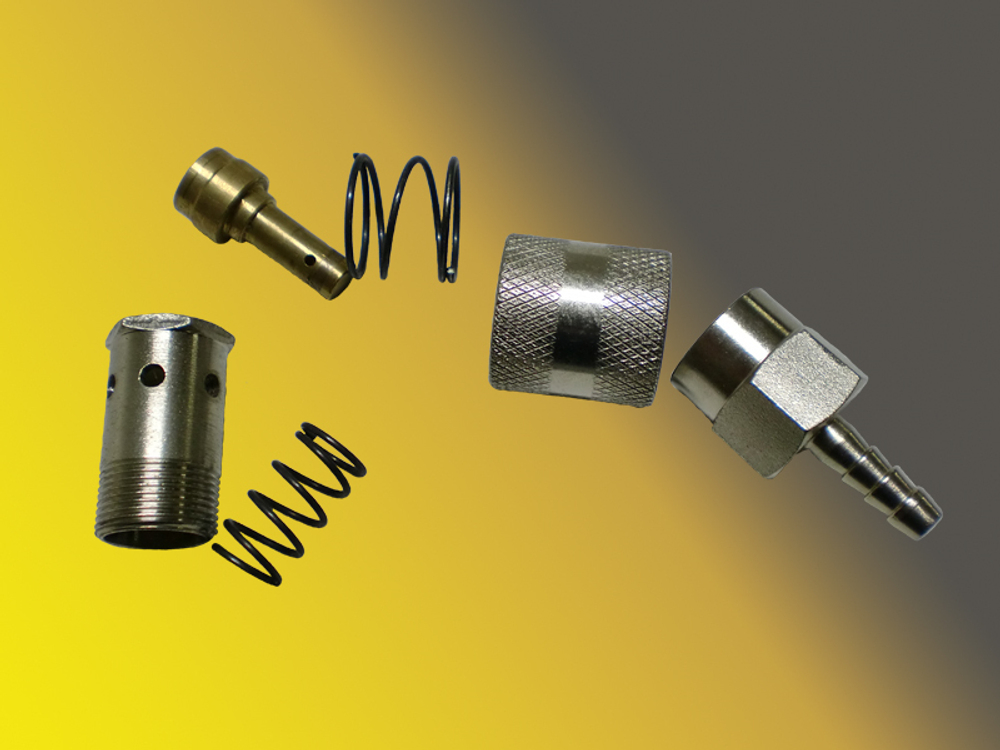 Разъем быстросъемный пневматический "мама" 6 мм под шланг + хомут, латунь ANDYCAR