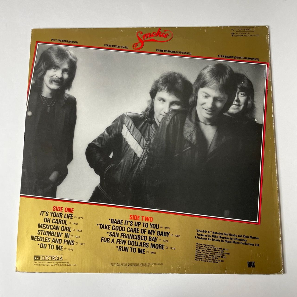Винтажная виниловая пластинка LP Smokie Greatest Hits Volume 2 (Germany 1980) Needles And Pins