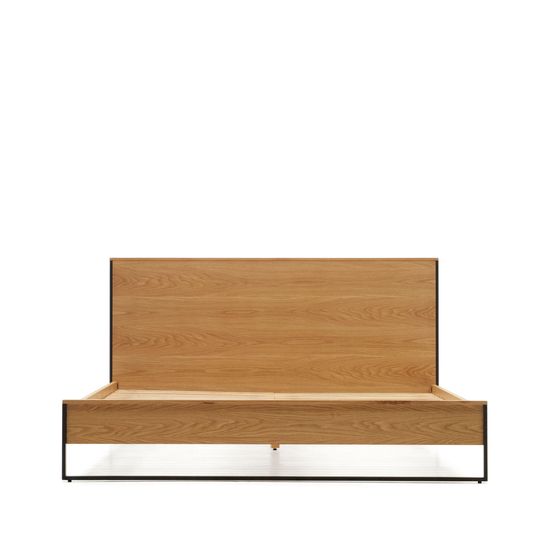 Taiana Кровать из шпона дуба со стальными ножками в черной отделке 160 x 200 см