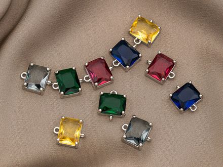 Коннектор "Emerald" 12,3мм, с зеленым кристаллом