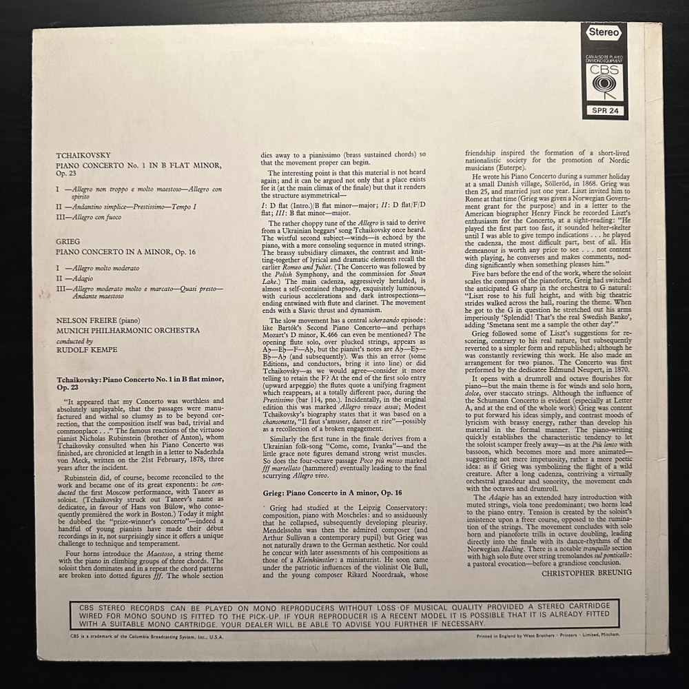 Чайковский - Концерт для фортепиано с оркестром No.1, Григ - концерт для фортепиано с оркестром (Англия 1968г.)