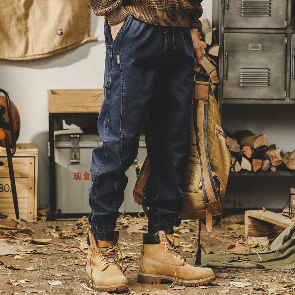 Модные мужские повседневные рабочие брюки c резинкой внизу