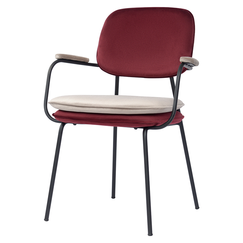 Стул с подлокотниками Bergenson Bjorn Pea, велюр, бордовый/бежевый