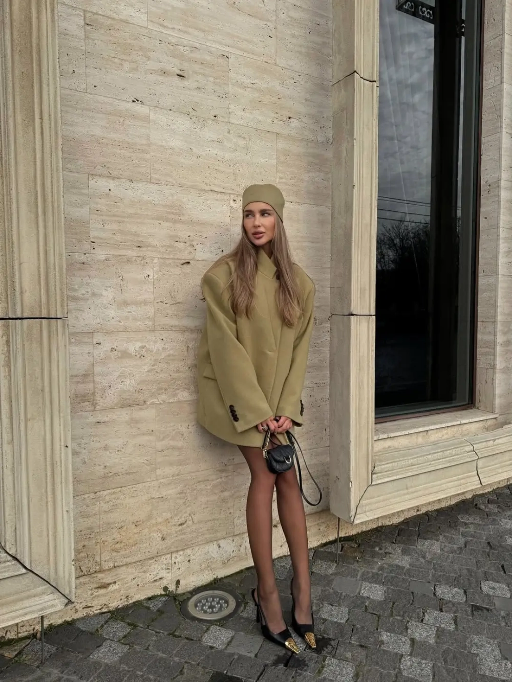 Пиджак оверсайз с объемными плечами, Зеленый