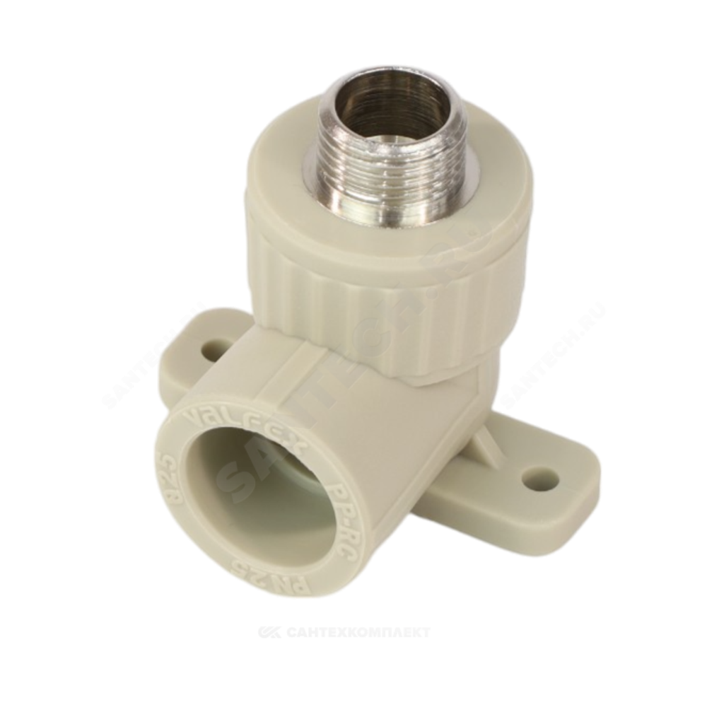 Угольник PP-R комбинированный серый Дн 20х1/2" НР с креплением VALFEX 10121020Г