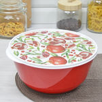 Миска 3л с крышкой "Bergamo" с декором (красный)