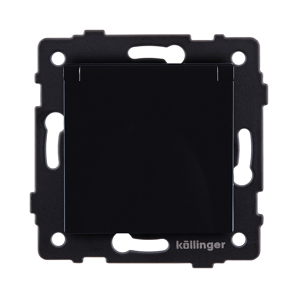 Розетка штепсельная SCHUKO 16A/250 В с крышкой, черный Kollinger REA-006BK для Aspekt, Eleganz, Reflex