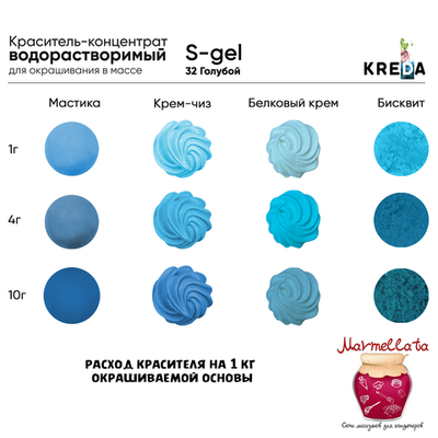 Краситель пищевой водор-ый гелевый "Kreda S-gel", СИНИЙ (20 мл.) №31