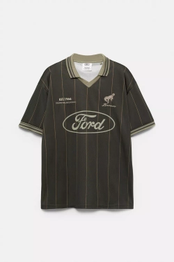 PULL&BEAR Футболка с символикой команды Ford, военно-морской
