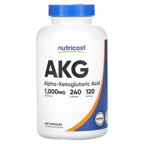 Nutricost, АКГ (альфа-кетоглутаровая кислота), 240 капсул (500 мг в 1 капсуле)