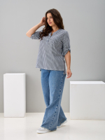 Блузка БЛ-131/синийштрих-клетка