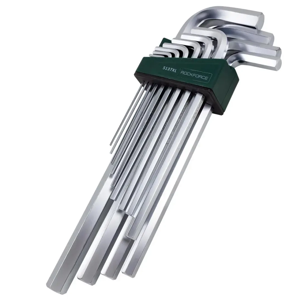 Набор ключей Г-образных 6-гранных экстра длинных 13пр.(2, 2.5, 3-8, 10, 12, 14, 17, 19мм)в пластиковом держателе RockForce##Rock FORCE RF-5137XL