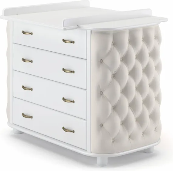 Комод пеленальный Гандылян Тиффани декор пуговицы Белый