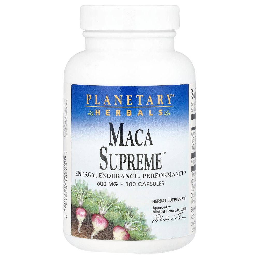 Planetary Herbals, Maca Supreme ™, 600 мг, 100 капсул