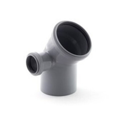 ПВХ Отвод  Ф110х45* с выходом 50 левый  (15/1шт)