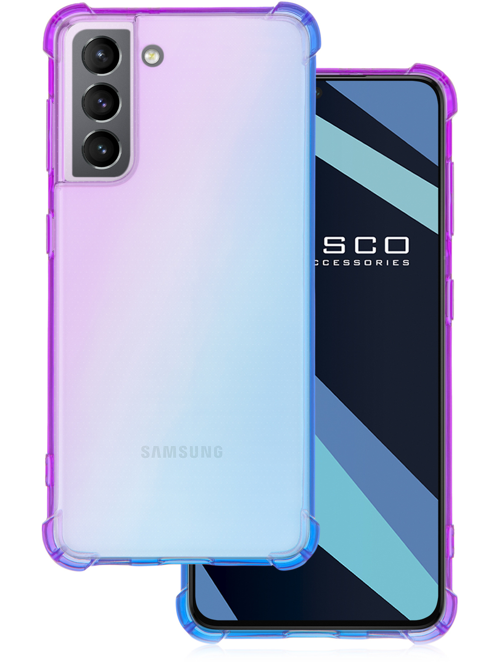 Чехол ROSCO для Samsung Galaxy S21 оптом (арт. SS-S21-HARD-TPU-VIOLET-BLUE)