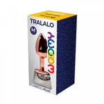 Анальная пробка золотистого цвета с белым кристаллом Tralalo от WOOOMY  (M: 8*3,4 см.)