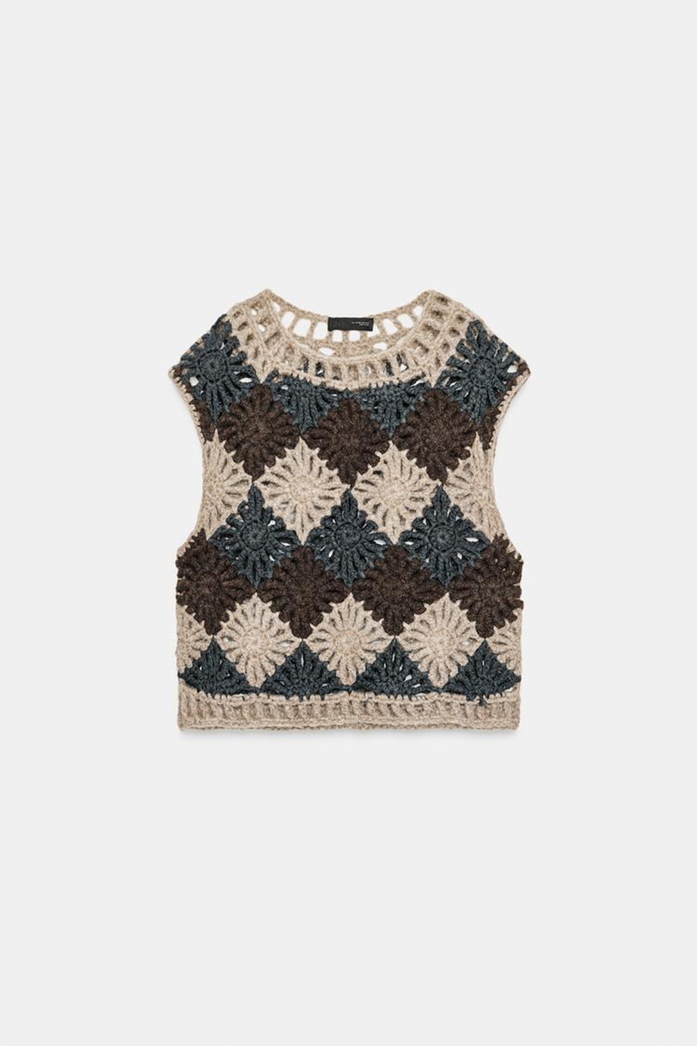 ZARA ВЯЗАНЫЙ ЖИЛЕТ, РАЗНОЦВЕТНЫЙ