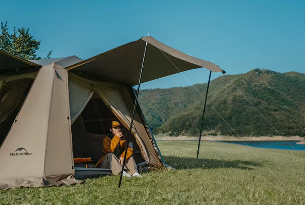 Палатка Naturehike Village 13 Ultimate Edition автоматическая 5-8-местная, с верандой, коричневая