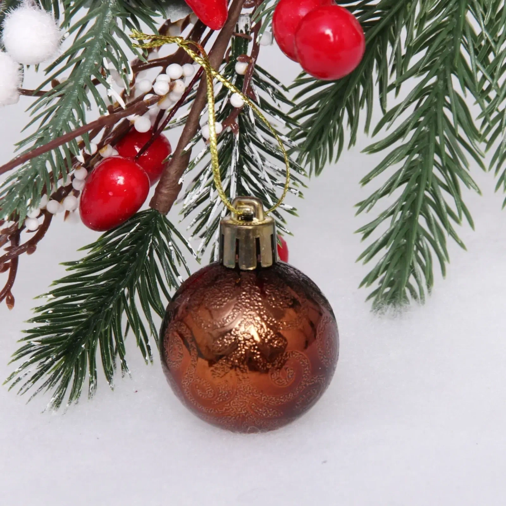 Новогодние шары 4 см (набор 6 шт) «Микс фактур», шоколад