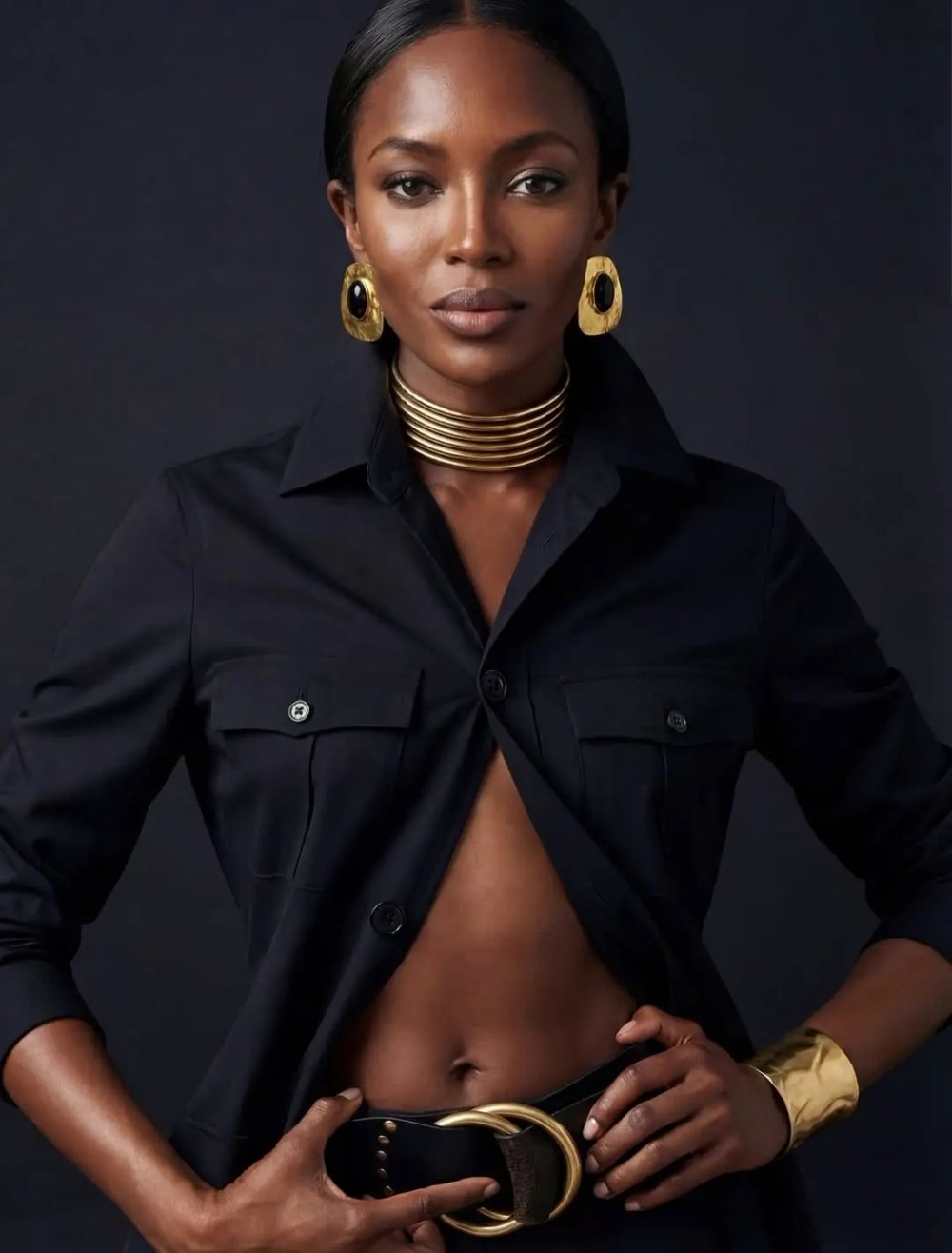 Серьги под золото с черным литьем в центре