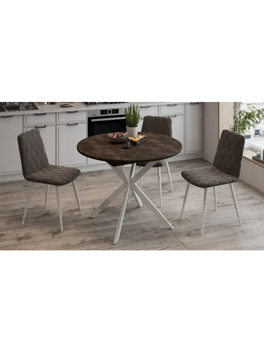 Стол кухонный обеденный круглый раздвижной 100,1х100х75 см