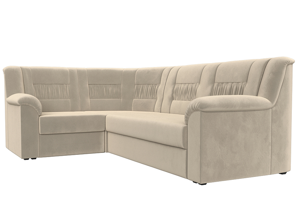 Диван угловой Карелия левый угол, Бежевый, Микровельвет, 113350L