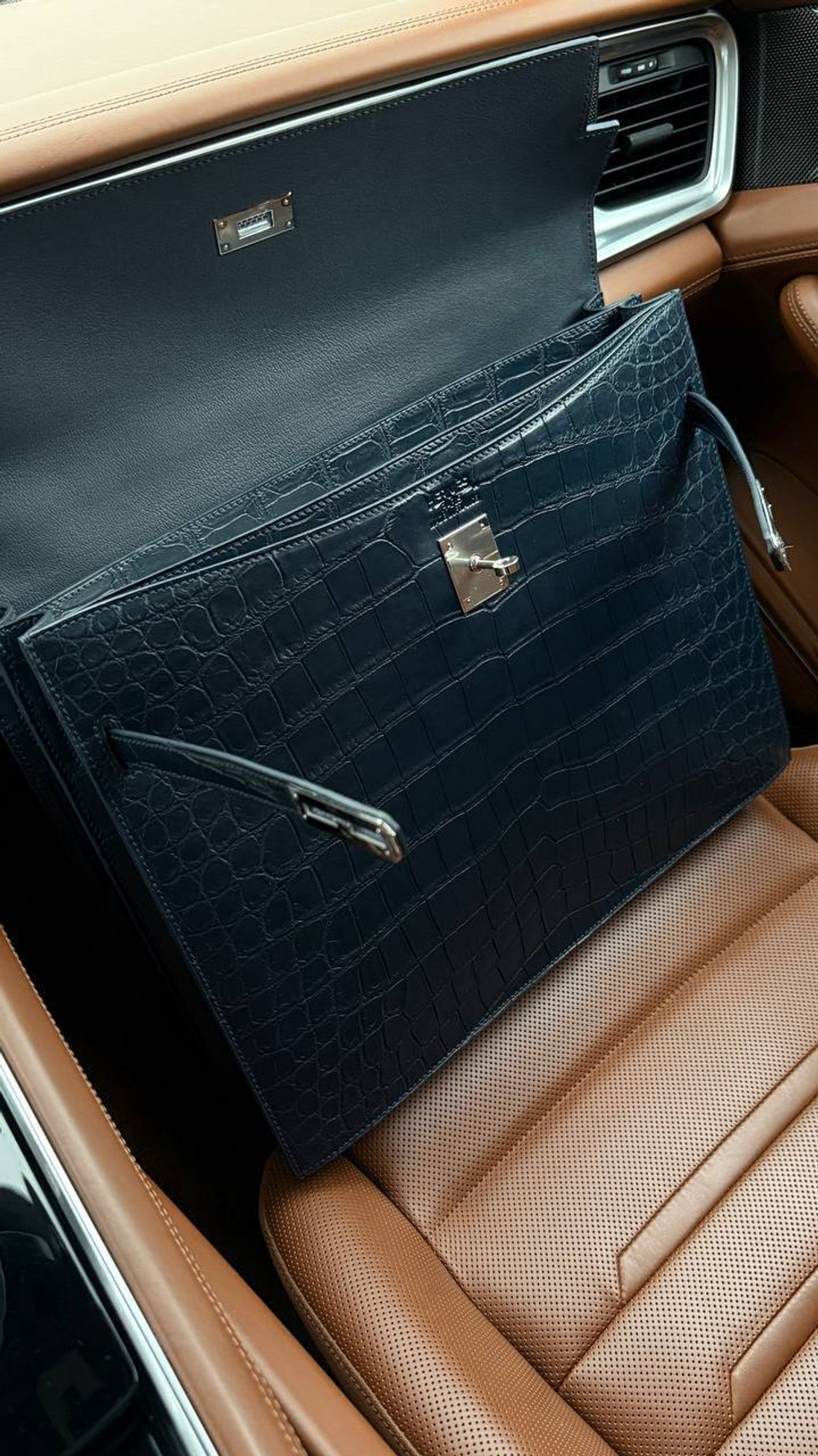 Портфель Hermes из кожи крокодила