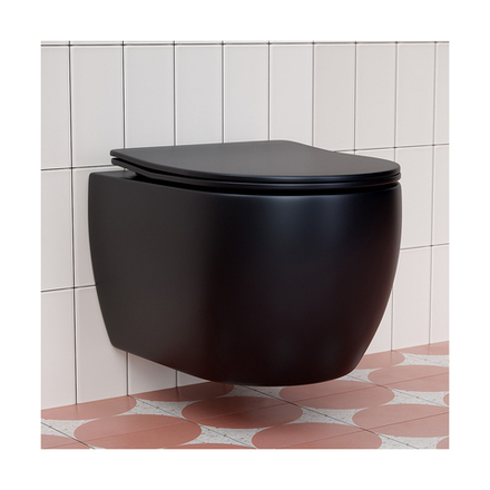 Унитаз подвесной безободковый Ceramica Nova Play Rimless, с сиденьем с микролифтом, матовый черный