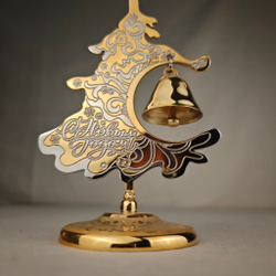 Елка сувенирная "С Новым годом!" с колокольчиком (Златоустовская гравюра)