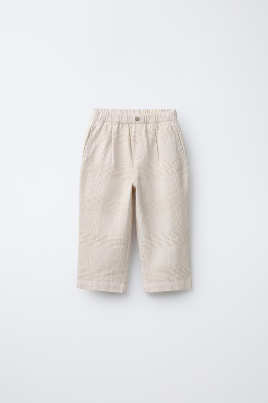 ZARA БРЮКИ ИЗ РЕЛЬЕФНОЙ ТКАНИ, ЭКРЮ