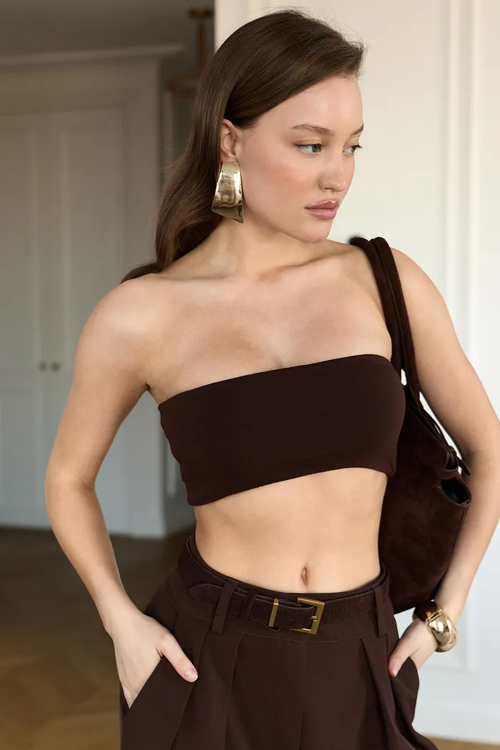 Топ-бандо из хлопка шоколадного цвета