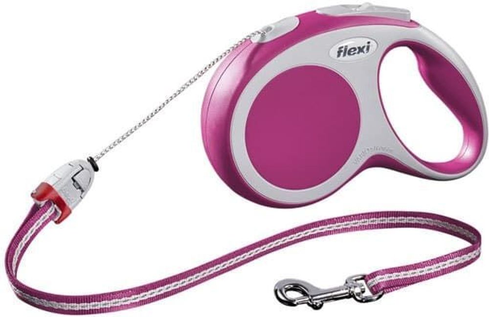 FLEXI рулетка Vario Basic S (до 12 кг) трос 8 м розовая