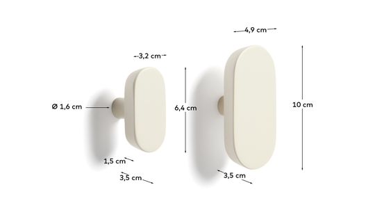 Набор из 2 вешалок Arely из бука с бежевым лаковым покрытием, 6,5 см/10 см