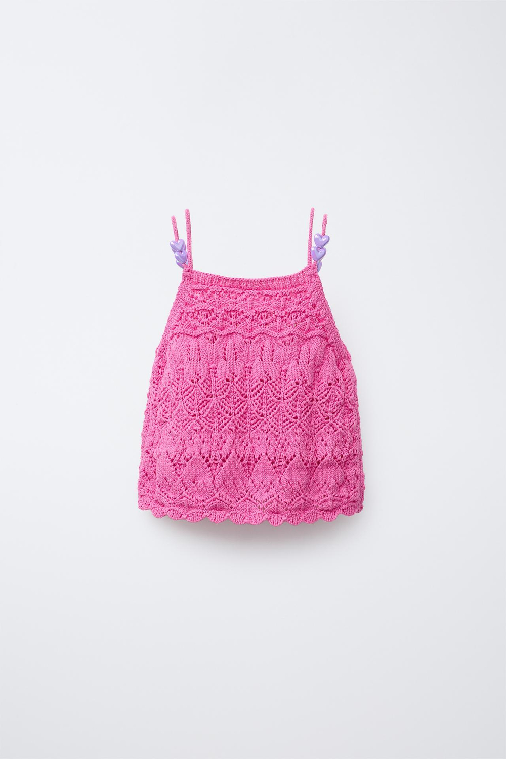 ZARA ТРИКОТАЖНЫЙ ТОП С БУСИНАМИ, ЦВЕТ ФУКСИИ