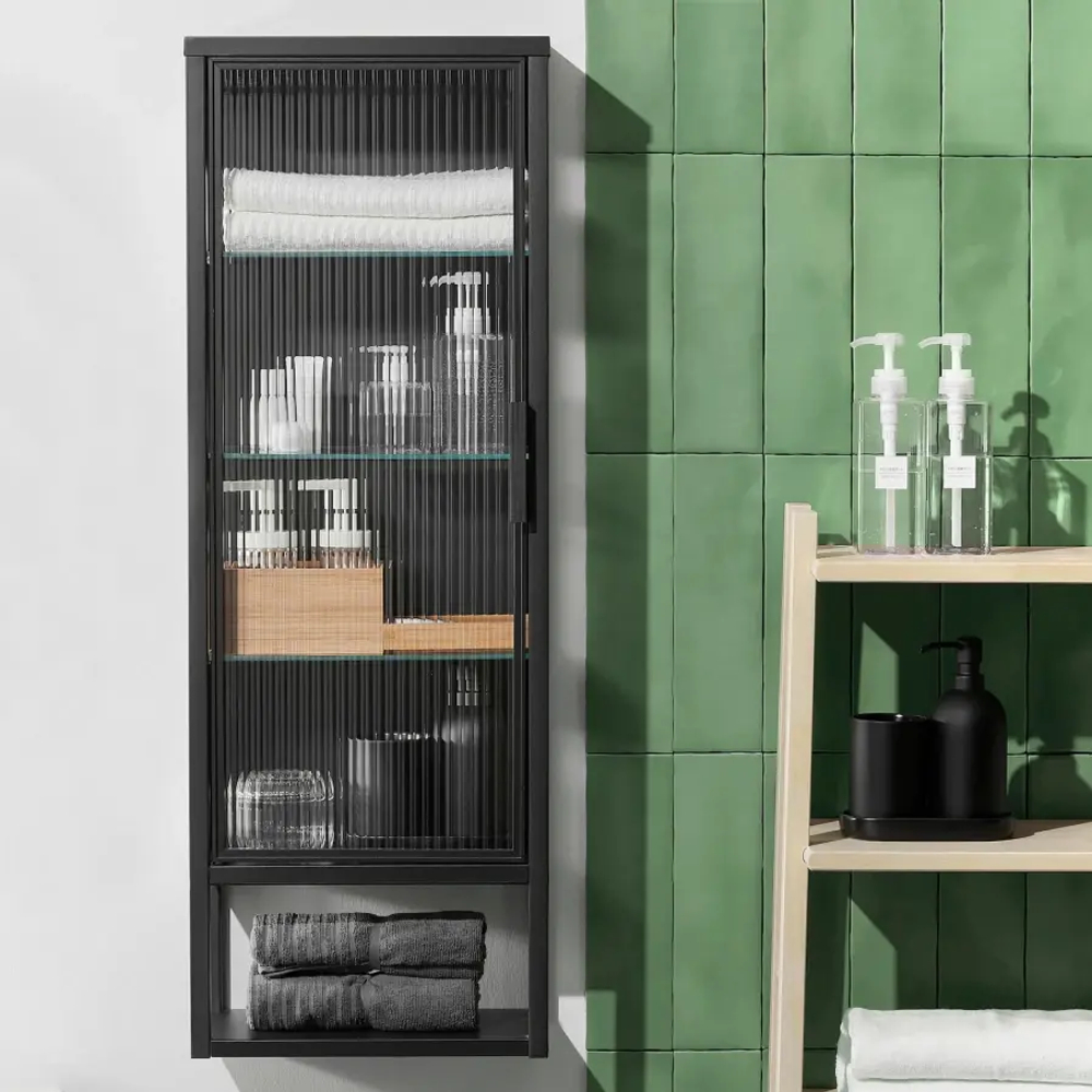 Навесной шкаф - MOSSJÖN / MOSSJОN IKEA/ МОССДЖОН  ИКЕА, 36x18x102 см, черный