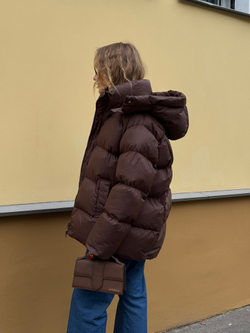 Пуховик Рокет миди шоколад