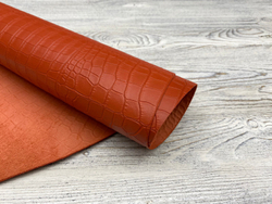 Capra Crocco Orange (0,8-1,0 мм), цв. Оранжевый, натуральная кожа козы