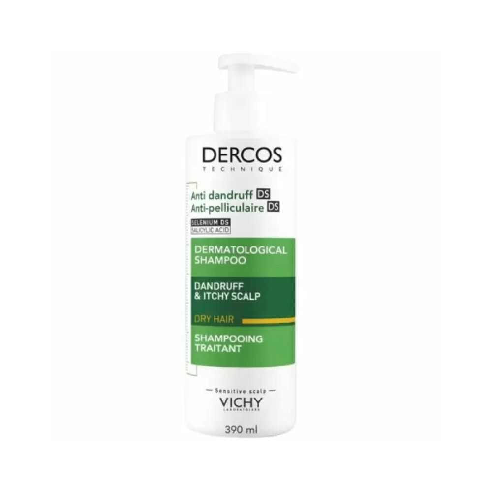 Vichy Dercos Anti-Dandruff Интенсивный шампунь-уход против перхоти для сухих волос, 390 мл