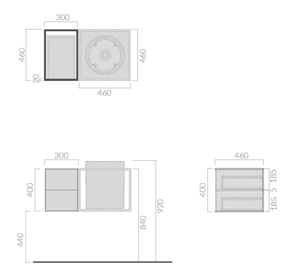 Тумба GALASSIA Core 2062NM + Подставка 2081NE + Раковина 7305