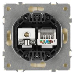 Розетка ЭРА Galaxy 15-3110-04 комбинированная RJ45+TV IP20 шампань | Эра Galaxy