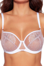 Бюстгальтер с мягкими чашками из сетки с вышивкой (Размер: 70H) (Цвет: белый)