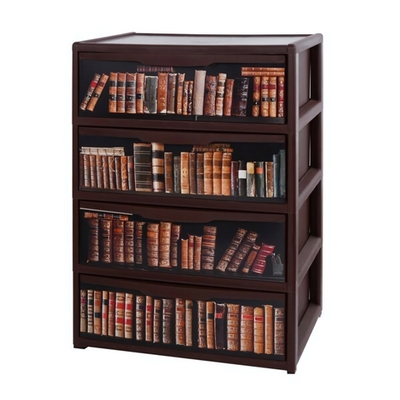 Комод прямоугольный "Elegance" 4х ярусный с рисунком "Книги"