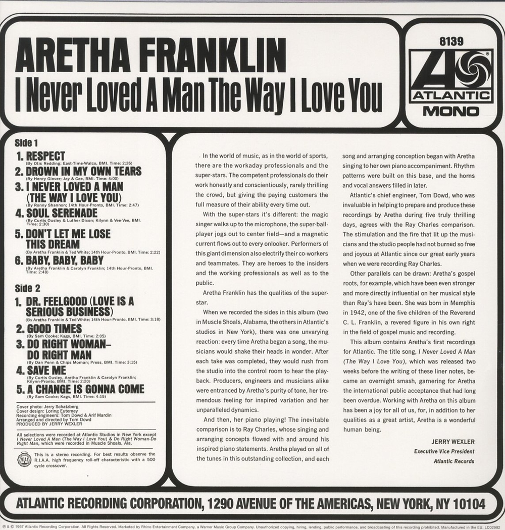 Aretha Franklin / I Never Loved A Man The Way I Love You (LP)