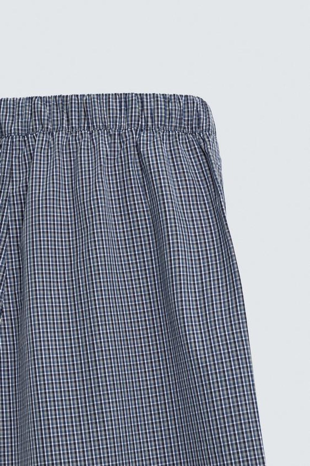 ZARA БРЮКИ RELAXED FIT В КЛЕТКУ С НАШИВКАМИ, МОРСКОЙ СИНИЙ