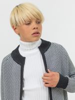 Кардиган для мальчика на молнии AT725 серо-молочный