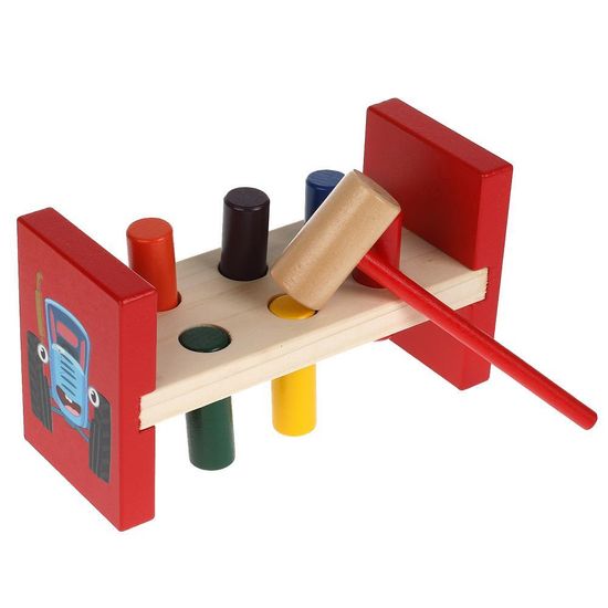 Развивающая игрушка из дерева «Синий трактор. Стучалка» в кор. Буратино