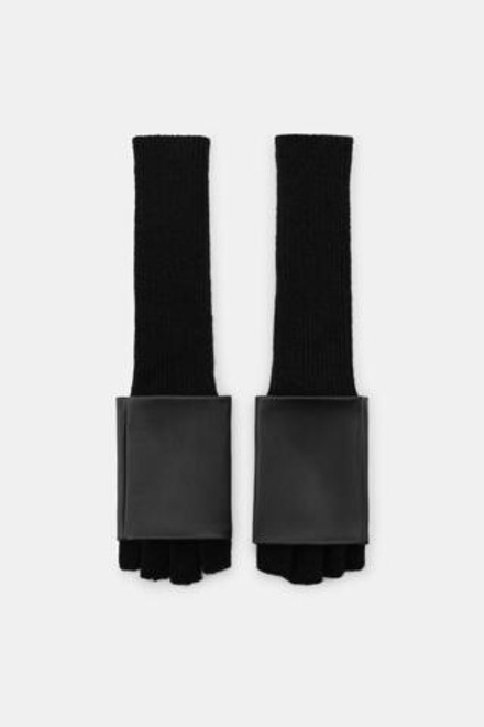 ZARA КОМБИНИРОВАННЫЕ МИТЕНКИ ИЗ ИСКУССТВЕННОЙ КОЖИ, ЧЕРНЫЙ