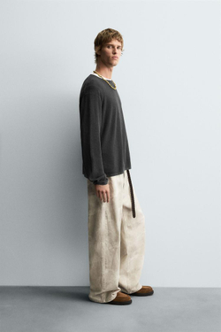 ZARA ДЖЕМПЕР СВОБОДНОГО КРОЯ, ЛИНЯЛЫЙ ЧЕРНЫЙ