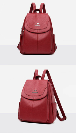 Рюкзак женский кожаный, красный